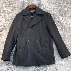 Kenneth Cole Reaction Wool Peacoat Mens Small Grey Layered Bib Blazer Jacket